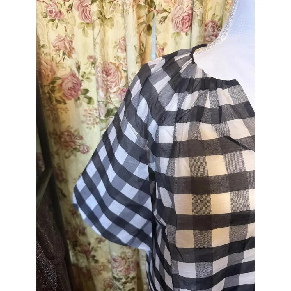 NWT! Madewell Black and White Bubble Sleeve Women's Top Size 4 - Picture 4 of 8